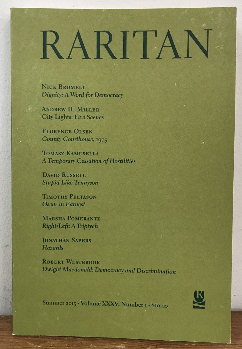 Raritan Rutgers University Summer 2015 Quarterly Literary Review, Vol. 35 No. 1